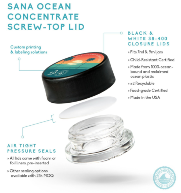 Sana Packaging releases the cannabis industry’s first concentrate lid made from 100% ocean-bound and reclaimed ocean plastic